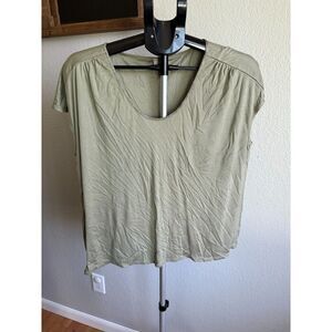 Chico's Modal Light Olive Green Swing Flowy Soft Cozy Scoop Neck Short Sleeve L